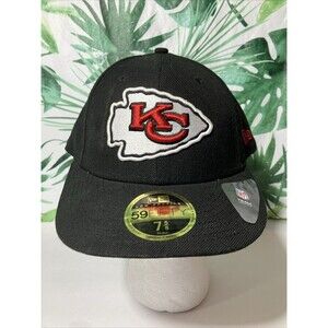 Kansas City Chiefs Fitted Hat Black/White 7 5/8 New Era 59FIFTY Kanchi Blackout